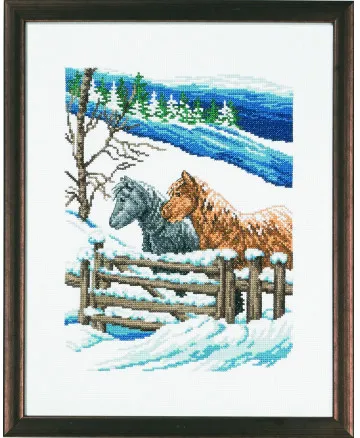Permin Stickset Bild Winterhof 29x37cm
