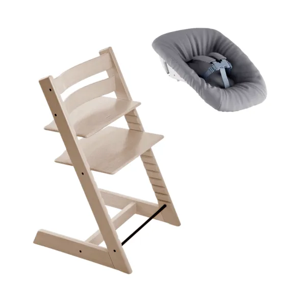 Hochstuhl mit Neugeborenen-Set - Whitewash